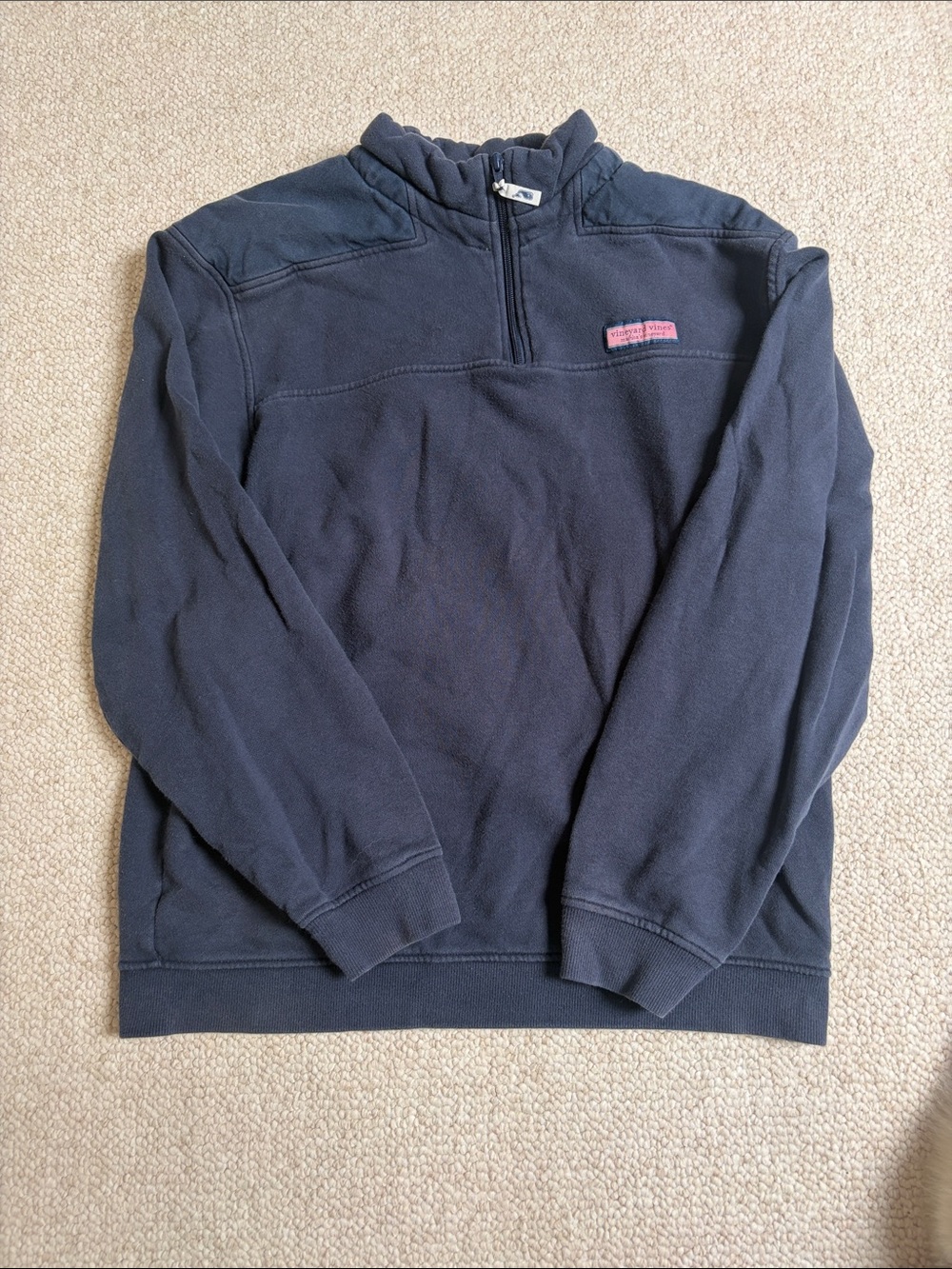 Vineyard Vines Navy Quarter-Zip Pullover with Pink Logo